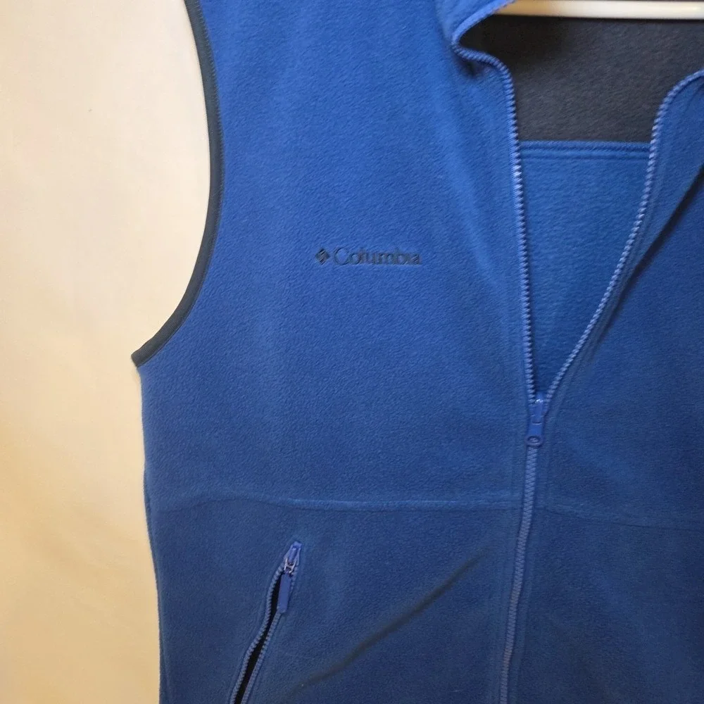 Columbia Vest Youth XL 18-20‎ Blue Fleece Jacket Full Zip Mock Polyester Boy Kid